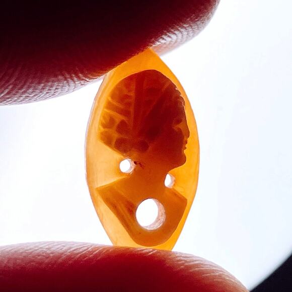 Vintage Mid Century Shell Cameo Cabochon Navette Unmounted 1935–45 Jewelry Part - Picture 5 of 9